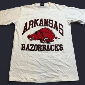 Vintage Arkansas Razorbacks jansport‎ single stitch autographed camp tshirt M